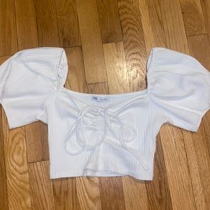 Zara cropped ribbed shirt